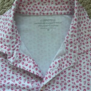 Vineyard Vines White and Pink Icon Polo